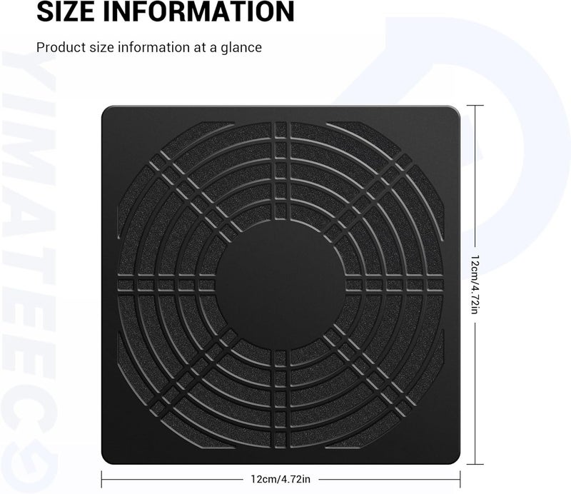 YIMATEECO Dust Filter PC 120mm Cooling Fan Filter Dustproof Cover, 2 Pack PC Case Fan Grill ABS Protective Dust Guard Mesh Cover with Screws for Computer Case Cooling Fans, Effective Dust Protection - Image 2